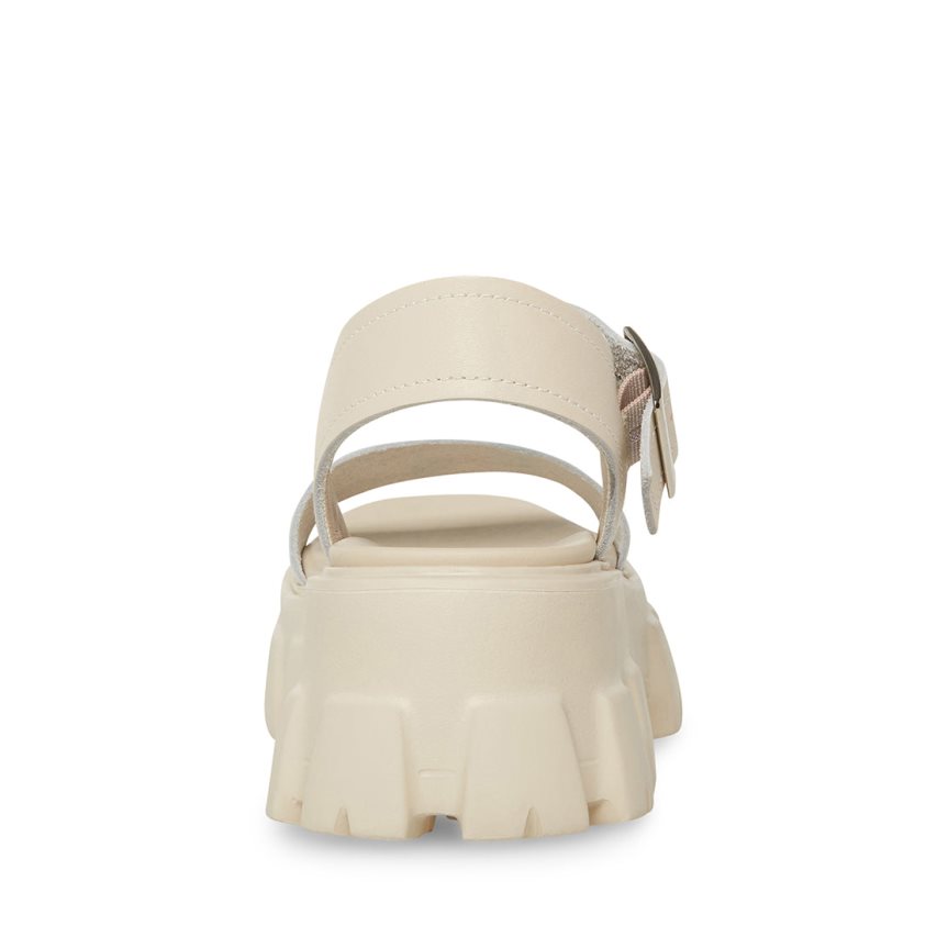 Sandalias de Plataforma Steve Madden Ellie Cuero Mujer Blancas | ES WC14E9